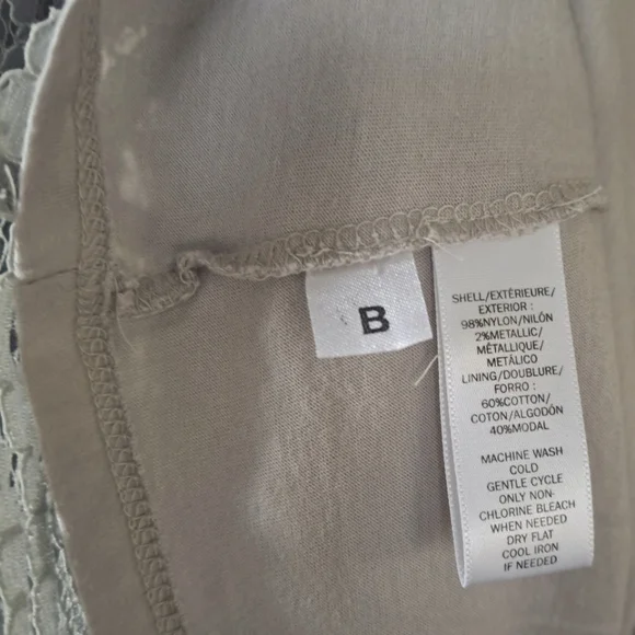 LOFT Lined Lace Overlay Shell Tank Blouse Taupe Gray with Silver accents sz S - Picture 3 of 5